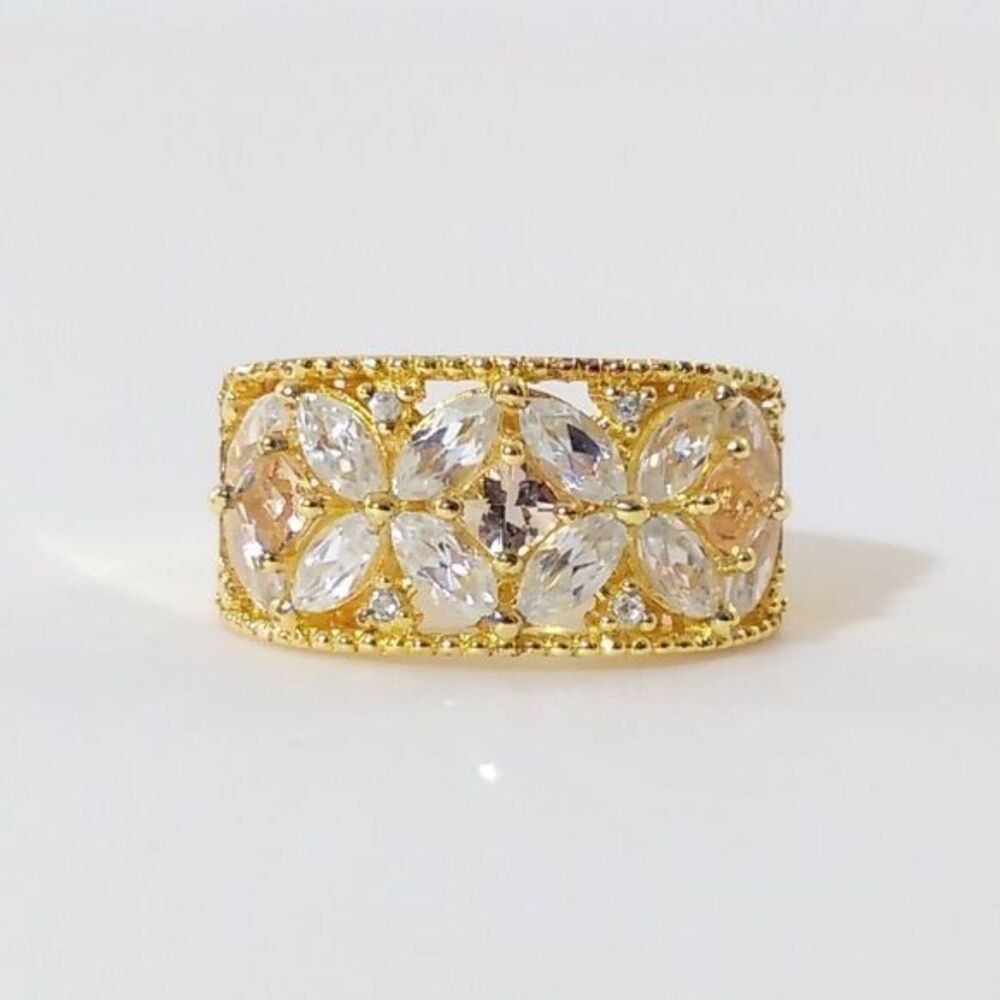 White Zircon & Yellow Topaz  14K YG over Sterling Silver Size 7